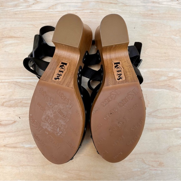 KORKS Womens Abloom Clog Sz 9M Black Ankle Strappy Studded Mules Platforms - Picture 8 of 9